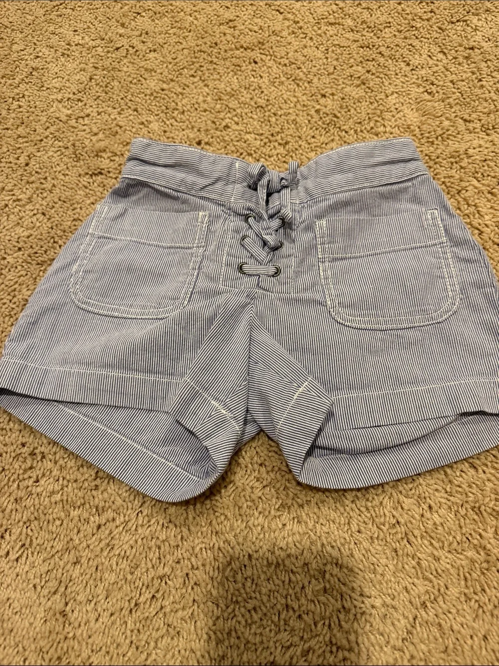 GAP Blue and White Pinstripe Lace-Up Kids Shorts